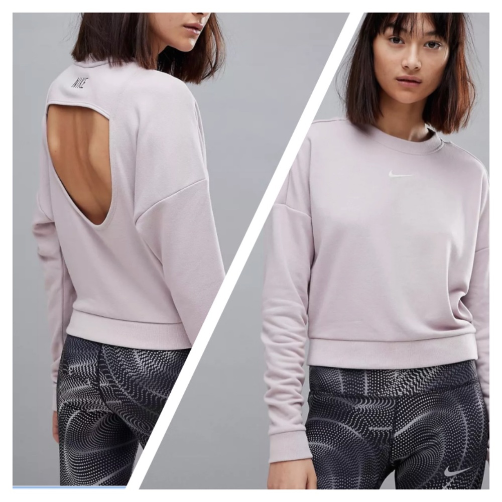Nike GRAY Training Dri-Fit Open Cut Out Back Pullover Sweatshirt